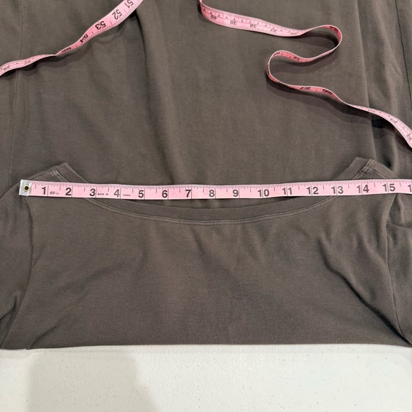 Eileen Fisher Organic Cotton Dress Taupe Ballet Neck Cap Sleeves Women’s Size M - Picture 7 of 12